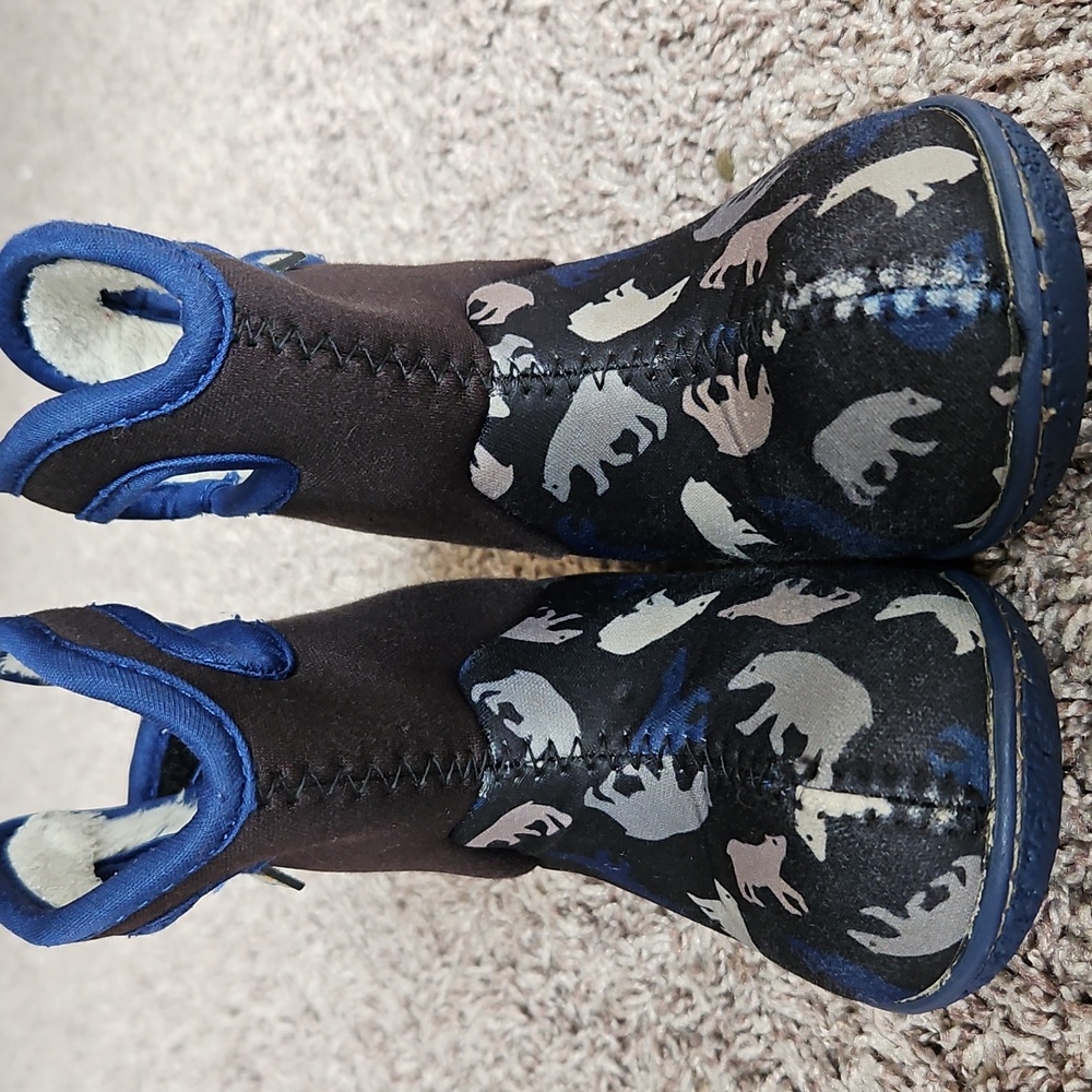 GUC Bogs Neoprene Waterproof Winter Snow Boots Baby Polar Bear Print Blue Size 7 - Picture 3 of 12